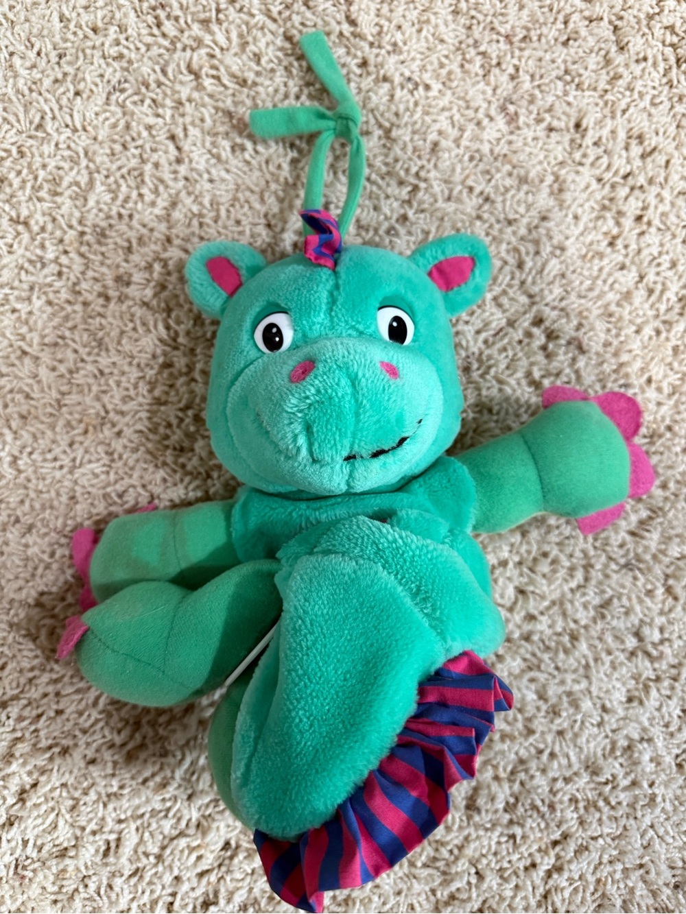Vintage 1994 Kids II Puff The Magic Dragon Musical Crib Pull Toy Plush